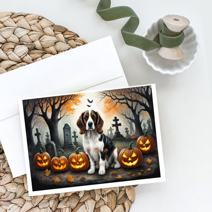 Caroline's Treasures DAC2057GCA7P Welsh Springer Spaniel Spooky Halloween Greeting Cards and Envelopes Pack of 8 Blank Cards with Envelopes Whimsical A7 Size 5x7 Blank Greeting Cards