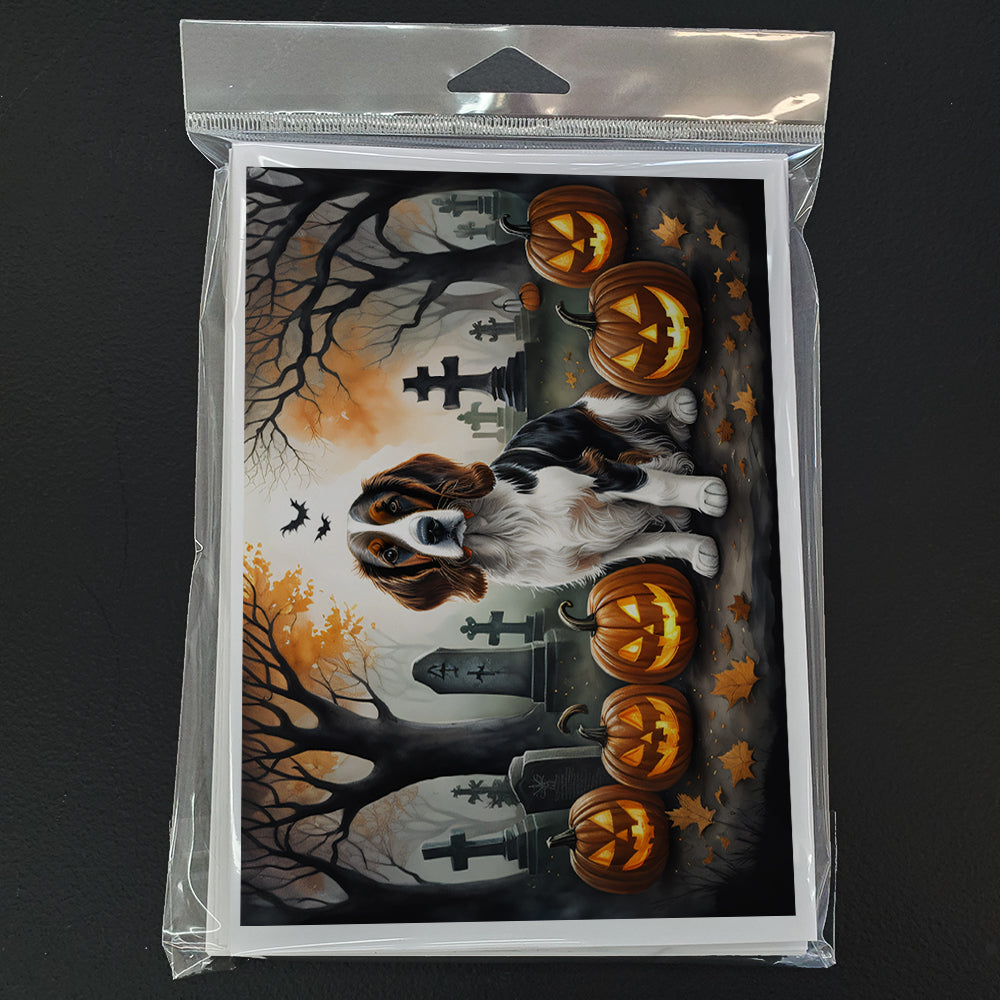 Caroline's Treasures DAC2057GCA7P Welsh Springer Spaniel Spooky Halloween Greeting Cards and Envelopes Pack of 8 Blank Cards with Envelopes Whimsical A7 Size 5x7 Blank Greeting Cards