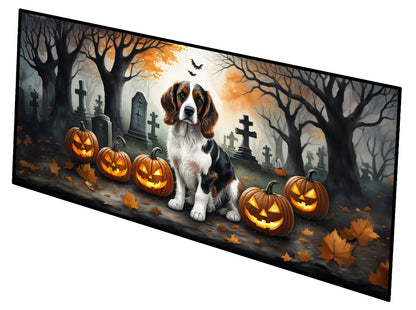 Caroline's Treasures Welsh Springer Spaniel Spooky Halloween Runner Mat 28x58 Front Door Mat Indoor Outdoor Rugs for Entryway Hallway Foyer Non Slip Washable Wide Doormat