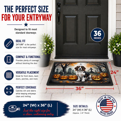 Caroline's Treasures DAC2057JMAT Welsh Springer Spaniel Spooky Halloween Indoor or Outdoor Mat 24x36 Front Door Mat Indoor Outdoor Rugs for Entryway, Non Slip Washable Low Pile, 24H X 36W