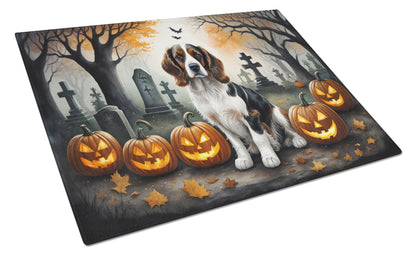 Caroline's Treasures DAC2057LCB Welsh Springer Spaniel Spooky Halloween Glass Cutting Board Large Decorative Tempered Glass Kitchen Cutting and Serving Board Large Size Chopping Board