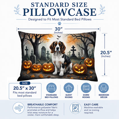 Caroline's Treasures DAC2057PILLOWCASE Welsh Springer Spaniel Spooky Halloween Fabric Standard Pillowcase Lightweight Super Soft Easy Care Decorative Artwork Pillowcase, Standard