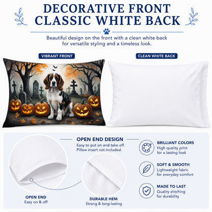 Caroline's Treasures DAC2057PILLOWCASE Welsh Springer Spaniel Spooky Halloween Fabric Standard Pillowcase Lightweight Super Soft Easy Care Decorative Artwork Pillowcase, Standard