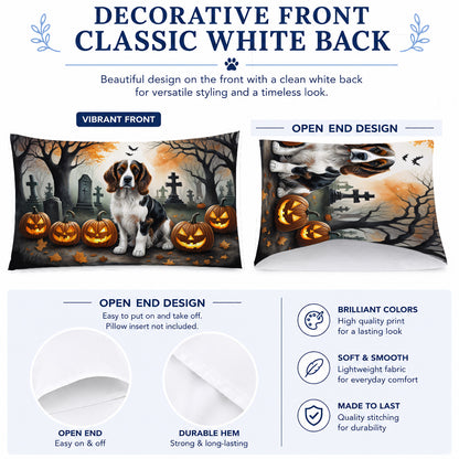 Caroline's Treasures DAC2057PILLOWCASE Welsh Springer Spaniel Spooky Halloween Fabric Standard Pillowcase Lightweight Super Soft Easy Care Decorative Artwork Pillowcase, Standard