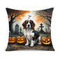 Caroline's Treasures DAC2057PW1414 Welsh Springer Spaniel Spooky Halloween Fabric Decorative Pillow Machine Washable, Indoor Outdoor Decorative Pillow for Couch, Bed or Patio, 14Hx14W