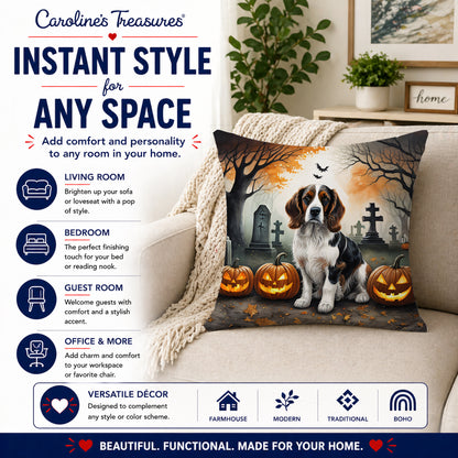 Caroline's Treasures DAC2057PW1818 Welsh Springer Spaniel Spooky Halloween Fabric Decorative Pillow Machine Washable, Indoor Outdoor Decorative Pillow for Couch, Bed or Patio, 18Hx18W