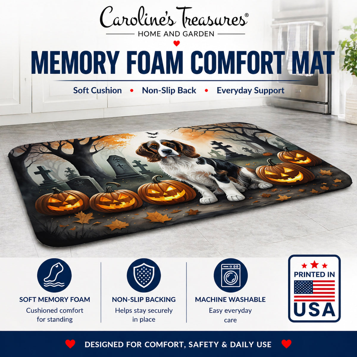 Caroline's Treasures Welsh Springer Spaniel Dogs Memory Foam Mat 19x27