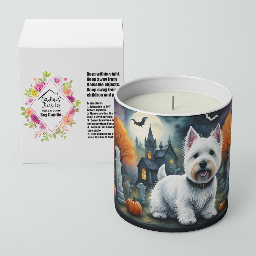 Caroline's Treasures DAC2058CDL Westie Spooky Halloween Decorative Soy Candle Nature Soy Wax Essential Oil Home Decor Ideal for Bedroom Kitchen Bath Office Gift, 10 oz