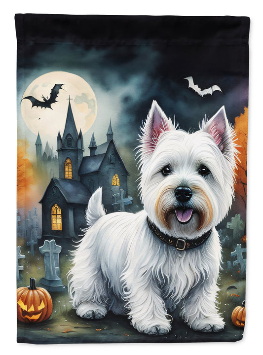 Caroline's Treasures DAC2058CHF Westie Spooky Halloween House Flag Large Porch Sleeve Pole Decorative Outside Yard Banner Artwork Wall Hanging, Polyester, House Size, Multicolor