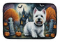 Caroline's Treasures DAC2058DDM Westie Spooky Halloween Dish Drying Mat Absorbent Dish Drying Mat Pad for Kitchen Counter Dish Drainer Mat for Countertop, 14 x 21, Multicolor
