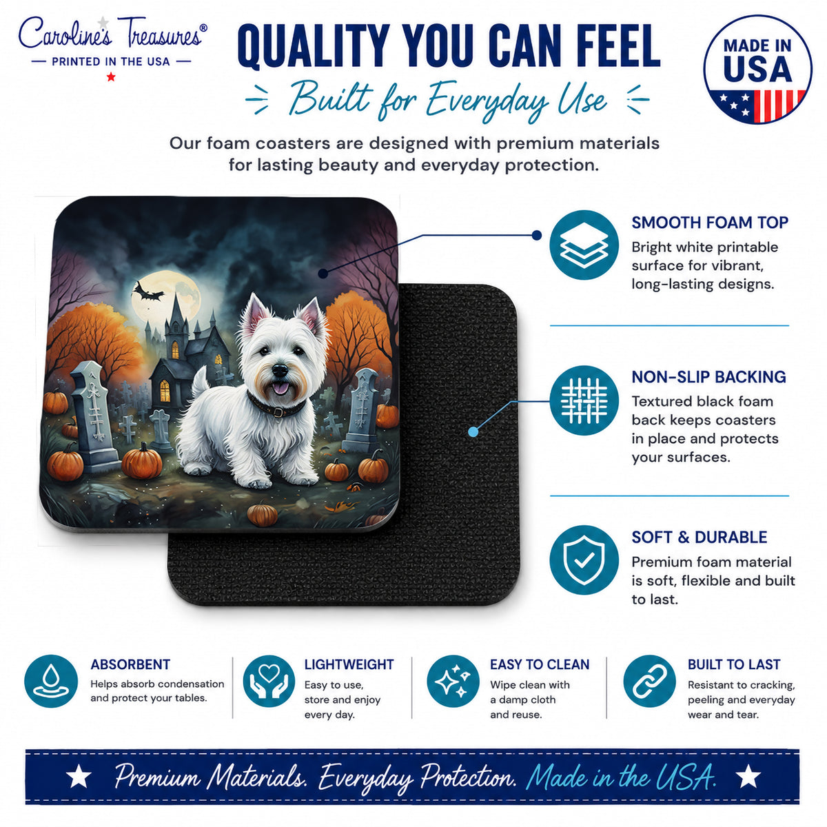 Caroline's Treasures Westie Terrier Dogs Drink Coasters Set of 4