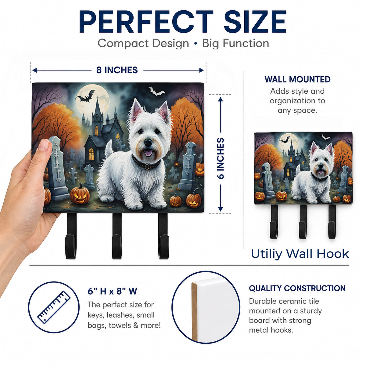 Caroline's Treasures Westie Dogs Ceramic Triple Wall Hook