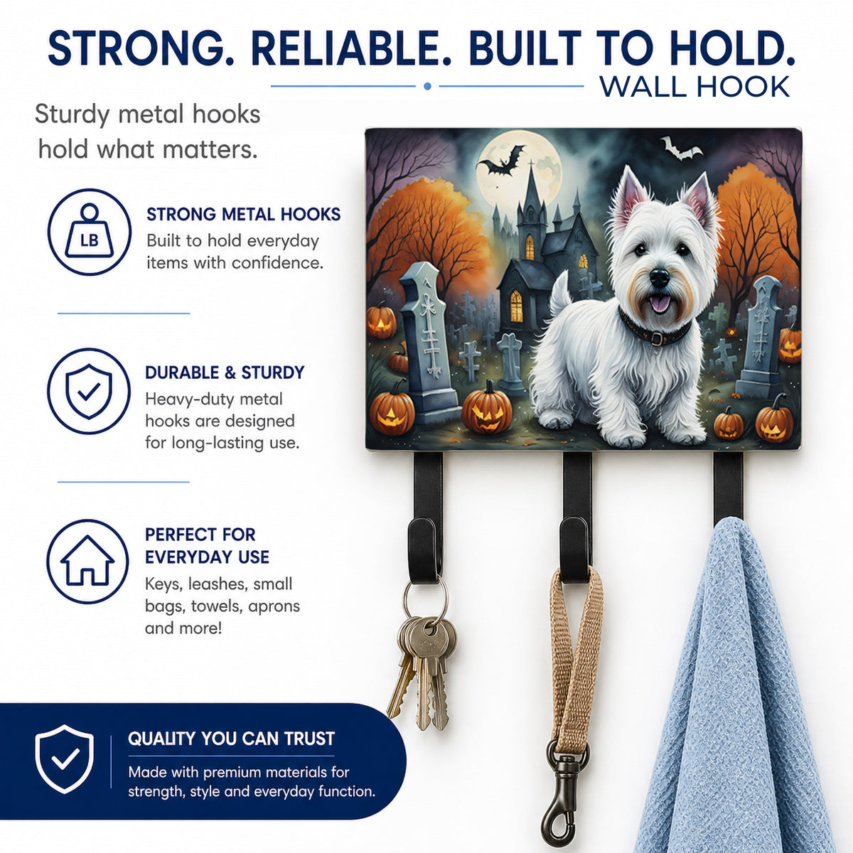 Caroline's Treasures Westie Dogs Ceramic Triple Wall Hook