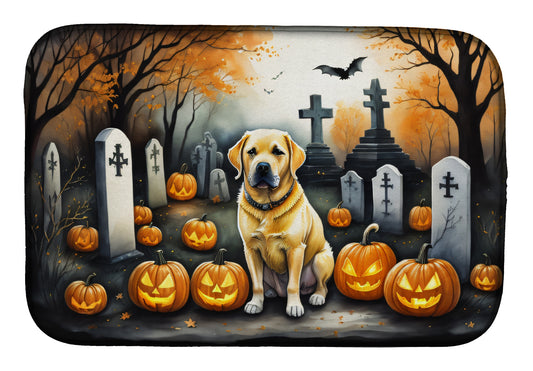 Caroline's Treasures DAC2059DDM Yellow Labrador Retriever Spooky Halloween Dish Drying Mat Absorbent Dish Drying Mat Pad for Kitchen Counter Dish Drainer Mat for Countertop, 14 x 21, Multicolor