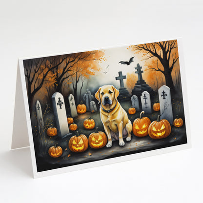 Caroline's Treasures DAC2059GCA7P Yellow Labrador Retriever Spooky Halloween Greeting Cards and Envelopes Pack of 8 Blank Cards with Envelopes Whimsical A7 Size 5x7 Blank Greeting Cards