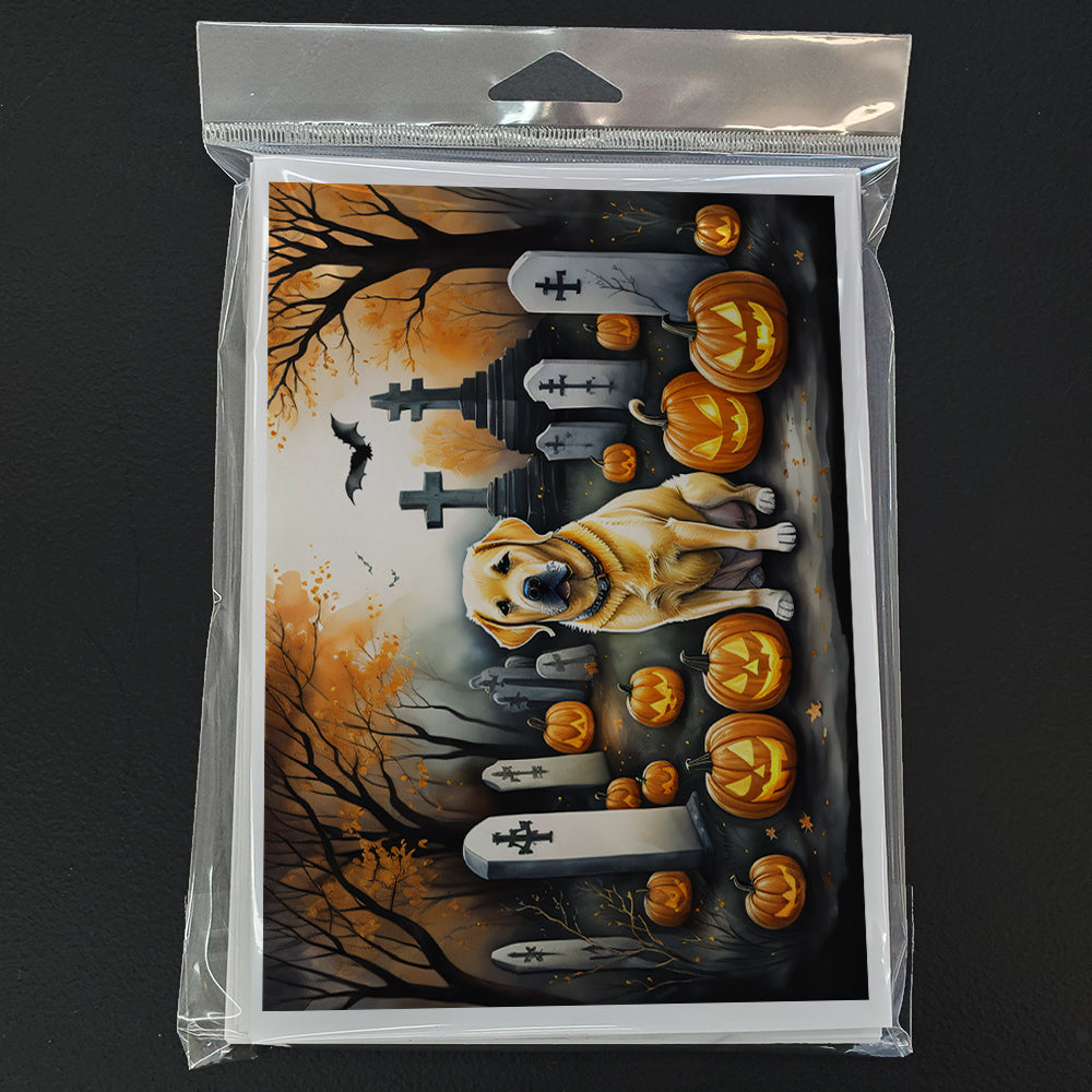 Caroline's Treasures DAC2059GCA7P Yellow Labrador Retriever Spooky Halloween Greeting Cards and Envelopes Pack of 8 Blank Cards with Envelopes Whimsical A7 Size 5x7 Blank Greeting Cards