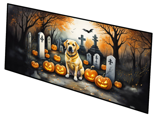 Caroline's Treasures Yellow Labrador Retriever Spooky Halloween Runner Mat 28x58 Front Door Mat Indoor Outdoor Rugs for Entryway Hallway Foyer Non Slip Washable Wide Doormat