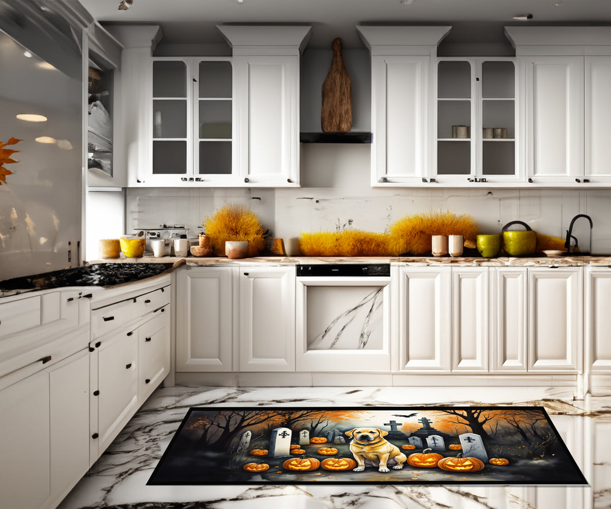 Caroline's Treasures Yellow Labrador Retriever Spooky Halloween Runner Mat 28x58 Front Door Mat Indoor Outdoor Rugs for Entryway Hallway Foyer Non Slip Washable Wide Doormat