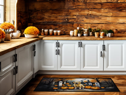 Caroline's Treasures Yellow Labrador Retriever Spooky Halloween Runner Mat 28x58 Front Door Mat Indoor Outdoor Rugs for Entryway Hallway Foyer Non Slip Washable Wide Doormat