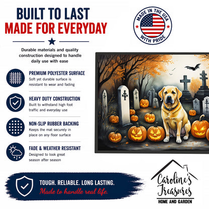 Caroline's Treasures DAC2059JMAT Yellow Labrador Retriever Spooky Halloween Indoor or Outdoor Mat 24x36 Front Door Mat Indoor Outdoor Rugs for Entryway, Non Slip Washable Low Pile, 24H X 36W
