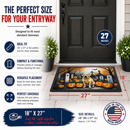 Caroline's Treasures DAC2059MAT Yellow Labrador Retriever Spooky Halloween Doormat 18x27 Front Door Mat Indoor Outdoor Rugs for Entryway, Non Slip Washable Low Pile, 18H X 27W