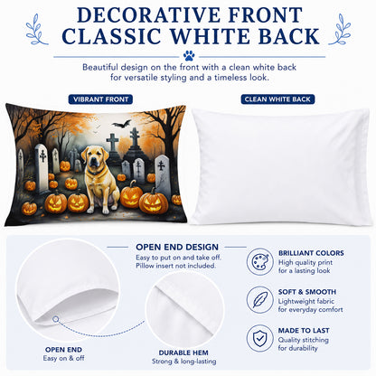 Caroline's Treasures DAC2059PILLOWCASE Yellow Labrador Retriever Spooky Halloween Fabric Standard Pillowcase Lightweight Super Soft Easy Care Decorative Artwork Pillowcase, Standard