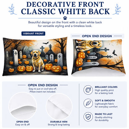 Caroline's Treasures DAC2059PILLOWCASE Yellow Labrador Retriever Spooky Halloween Fabric Standard Pillowcase Lightweight Super Soft Easy Care Decorative Artwork Pillowcase, Standard