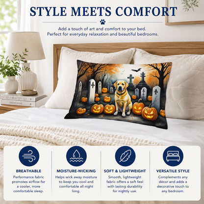 Caroline's Treasures DAC2059PILLOWCASE Yellow Labrador Retriever Spooky Halloween Fabric Standard Pillowcase Lightweight Super Soft Easy Care Decorative Artwork Pillowcase, Standard