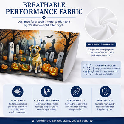 Caroline's Treasures DAC2059PILLOWCASE Yellow Labrador Retriever Spooky Halloween Fabric Standard Pillowcase Lightweight Super Soft Easy Care Decorative Artwork Pillowcase, Standard