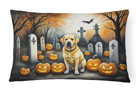 Caroline's Treasures DAC2059PW1216 Yellow Labrador Retriever Spooky Halloween Fabric Decorative Pillow Machine Washable, Indoor Outdoor Decorative Pillow for Couch, Bed or Patio, 12HX16W