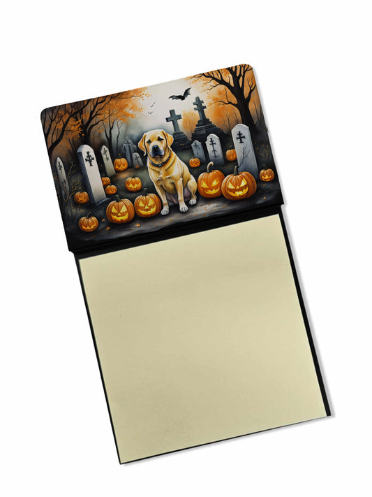 Caroline's Treasures Yellow Labrador Retriever Spooky Halloween Sticky Note Holder Refillable Dispenser Self-Sticky Note Pads, Memo Pads Blank Desk Accessories