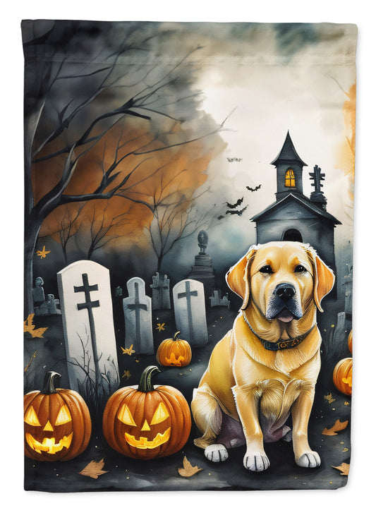 Caroline's Treasures DAC2060CHF Yellow Labrador Retriever Spooky Halloween House Flag Large Porch Sleeve Pole Decorative Outside Yard Banner Artwork Wall Hanging, Polyester, House Size, Multicolor