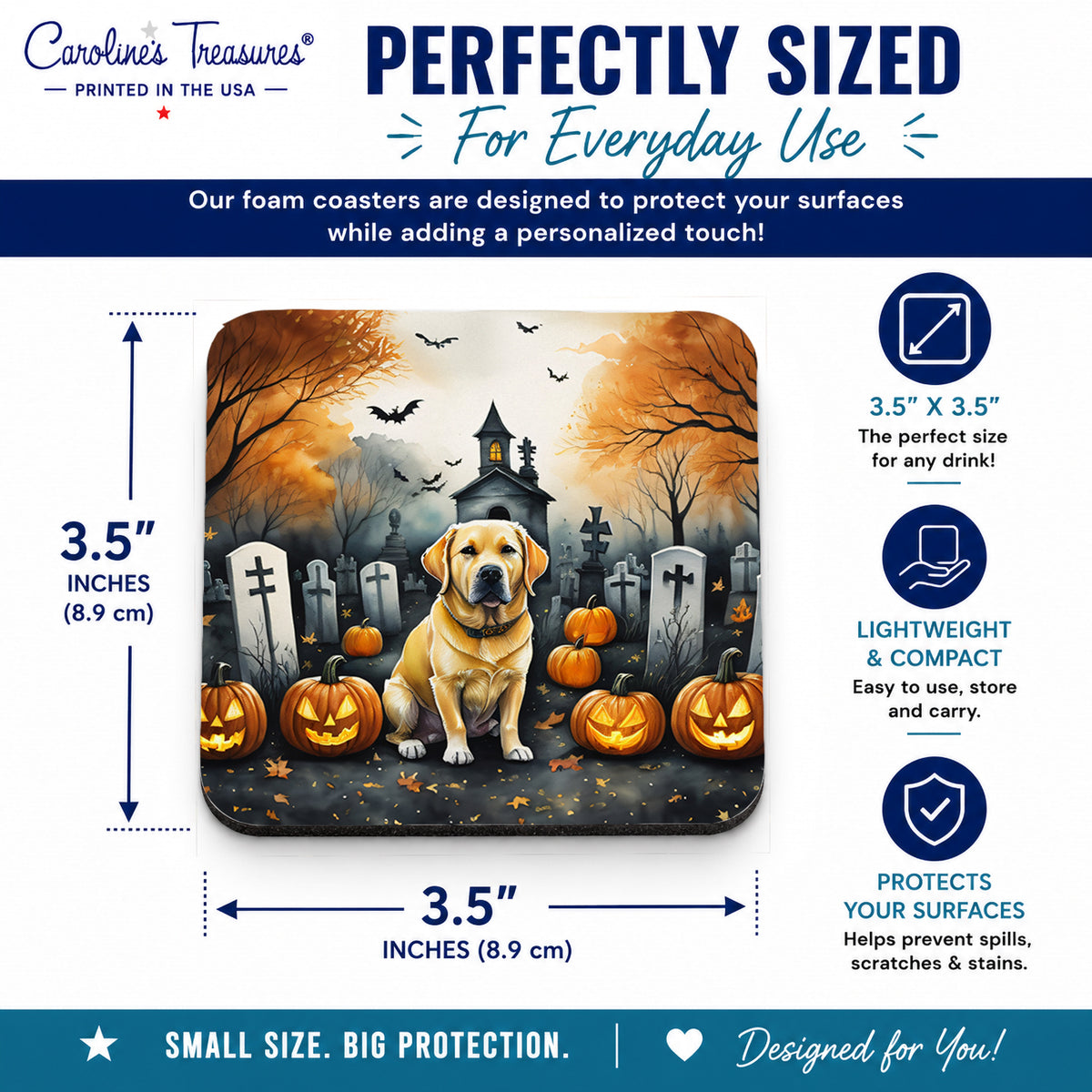 Caroline's Treasures Labrador Retriever Dogs Foam Drink Coasters Set of 4