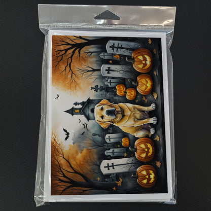 Caroline's Treasures DAC2060GCA7P Yellow Labrador Retriever Spooky Halloween Greeting Cards and Envelopes Pack of 8 Blank Cards with Envelopes Whimsical A7 Size 5x7 Blank Greeting Cards