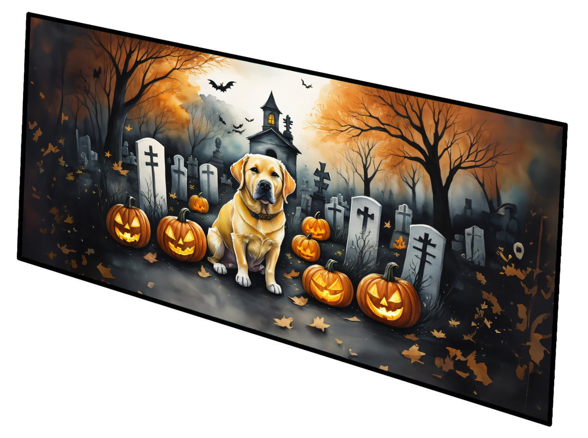 Caroline's Treasures Yellow Labrador Retriever Spooky Halloween Runner Mat 28x58 Front Door Mat Indoor Outdoor Rugs for Entryway Hallway Foyer Non Slip Washable Wide Doormat