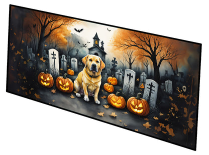 Caroline's Treasures Yellow Labrador Retriever Spooky Halloween Runner Mat 28x58 Front Door Mat Indoor Outdoor Rugs for Entryway Hallway Foyer Non Slip Washable Wide Doormat