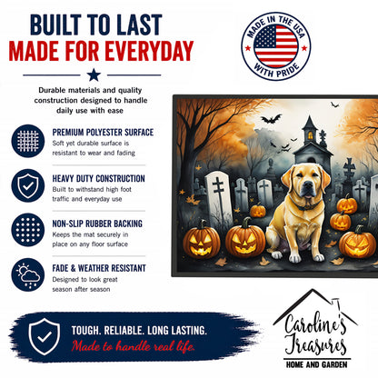 Caroline's Treasures DAC2060JMAT Yellow Labrador Retriever Spooky Halloween Indoor or Outdoor Mat 24x36 Front Door Mat Indoor Outdoor Rugs for Entryway, Non Slip Washable Low Pile, 24H X 36W