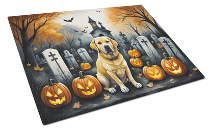 Caroline's Treasures DAC2060LCB Yellow Labrador Retriever Spooky Halloween Glass Cutting Board Large Decorative Tempered Glass Kitchen Cutting and Serving Board Large Size Chopping Board