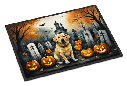 Caroline's Treasures DAC2060MAT Yellow Labrador Retriever Spooky Halloween Doormat 18x27 Front Door Mat Indoor Outdoor Rugs for Entryway, Non Slip Washable Low Pile, 18H X 27W