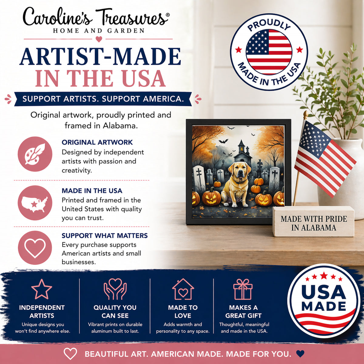 Caroline's Treasures Labrador Retriever Dogs Framed Metal Wall Art 8x8 In