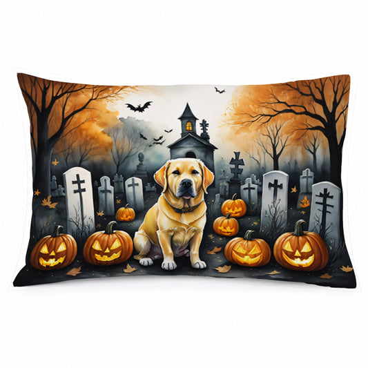 Caroline's Treasures DAC2060PILLOWCASE Yellow Labrador Retriever Spooky Halloween Fabric Standard Pillowcase Lightweight Super Soft Easy Care Decorative Artwork Pillowcase, Standard