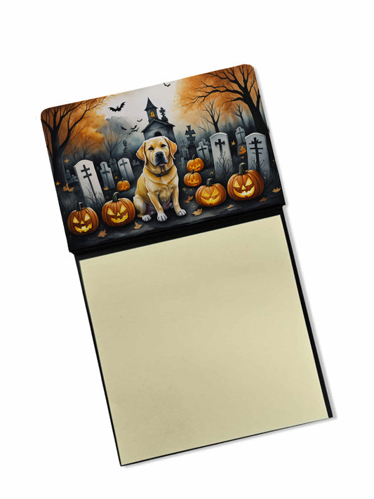 Caroline's Treasures Yellow Labrador Retriever Spooky Halloween Sticky Note Holder Refillable Dispenser Self-Sticky Note Pads, Memo Pads Blank Desk Accessories
