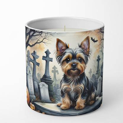 Caroline's Treasures DAC2061CDL Yorkshire Terrier Spooky Halloween Decorative Soy Candle Nature Soy Wax Essential Oil Home Decor Ideal for Bedroom Kitchen Bath Office Gift, 10 oz