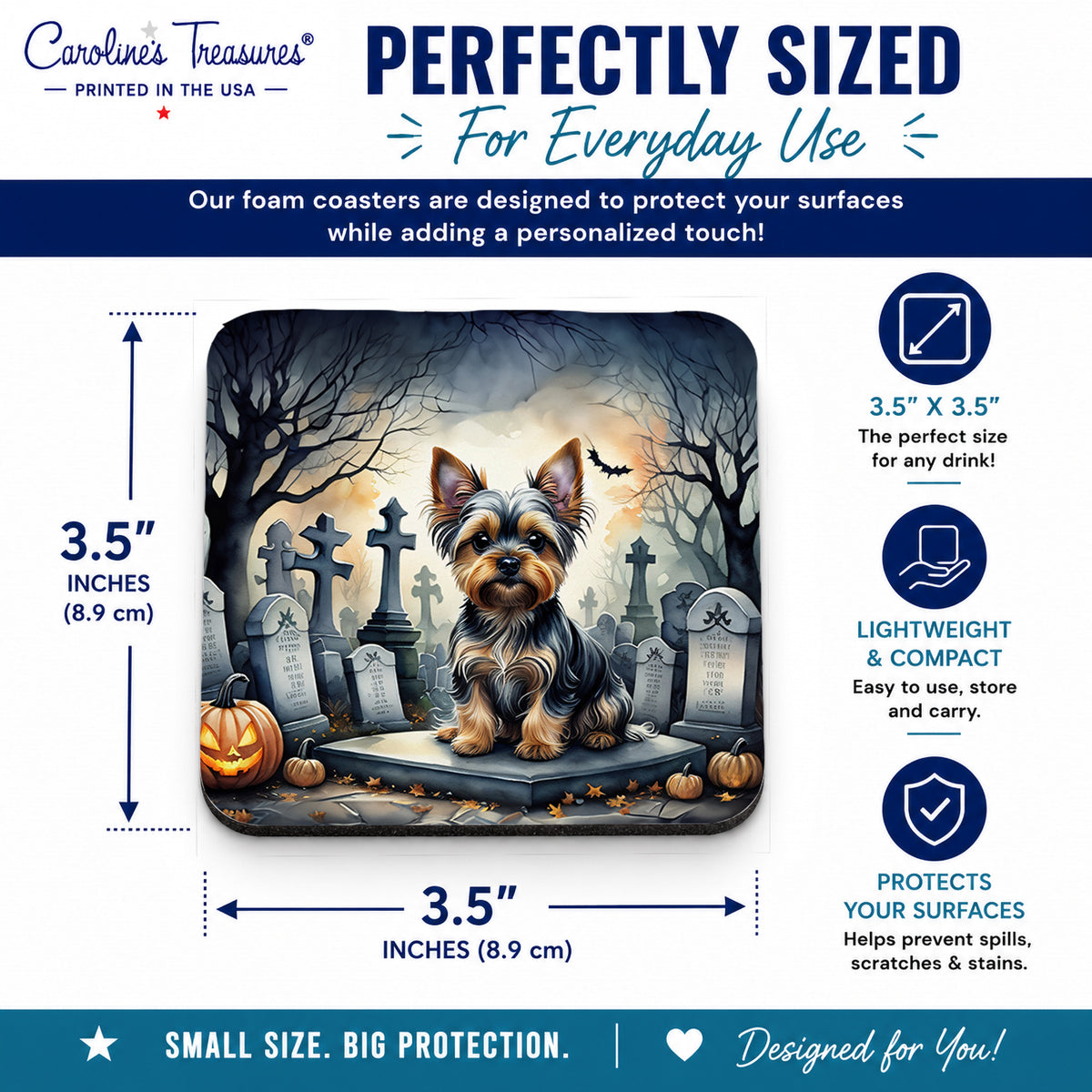 Caroline's Treasures Yorkshire Terrier Dogs Foam Drink Coasters Set of 4