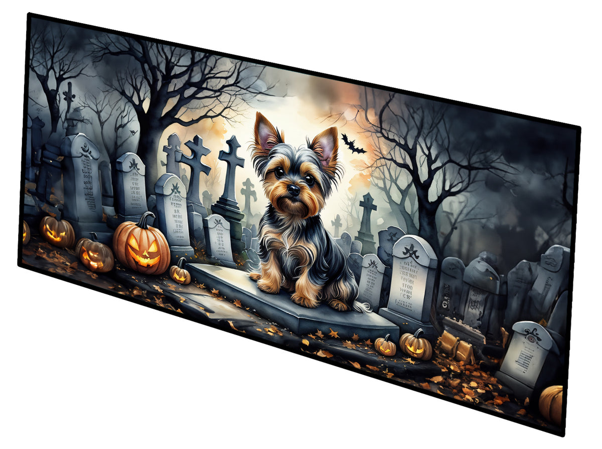 Caroline's Treasures Yorkshire Terrier Spooky Halloween Runner Mat 28x58 Front Door Mat Indoor Outdoor Rugs for Entryway Hallway Foyer Non Slip Washable Wide Doormat