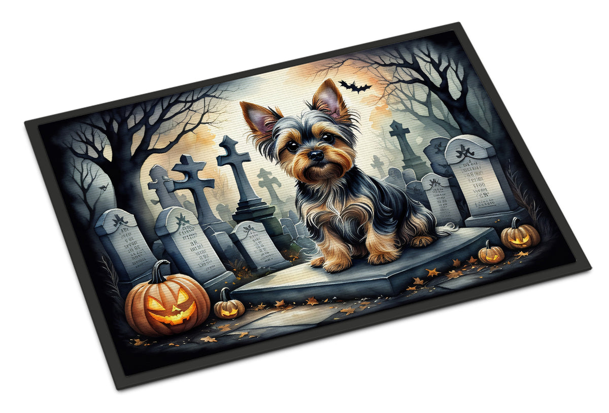 Caroline's Treasures DAC2061JMAT Yorkshire Terrier Spooky Halloween Indoor or Outdoor Mat 24x36 Front Door Mat Indoor Outdoor Rugs for Entryway, Non Slip Washable Low Pile, 24H X 36W