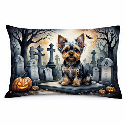 Caroline's Treasures DAC2061PILLOWCASE Yorkshire Terrier Spooky Halloween Fabric Standard Pillowcase Lightweight Super Soft Easy Care Decorative Artwork Pillowcase, Standard