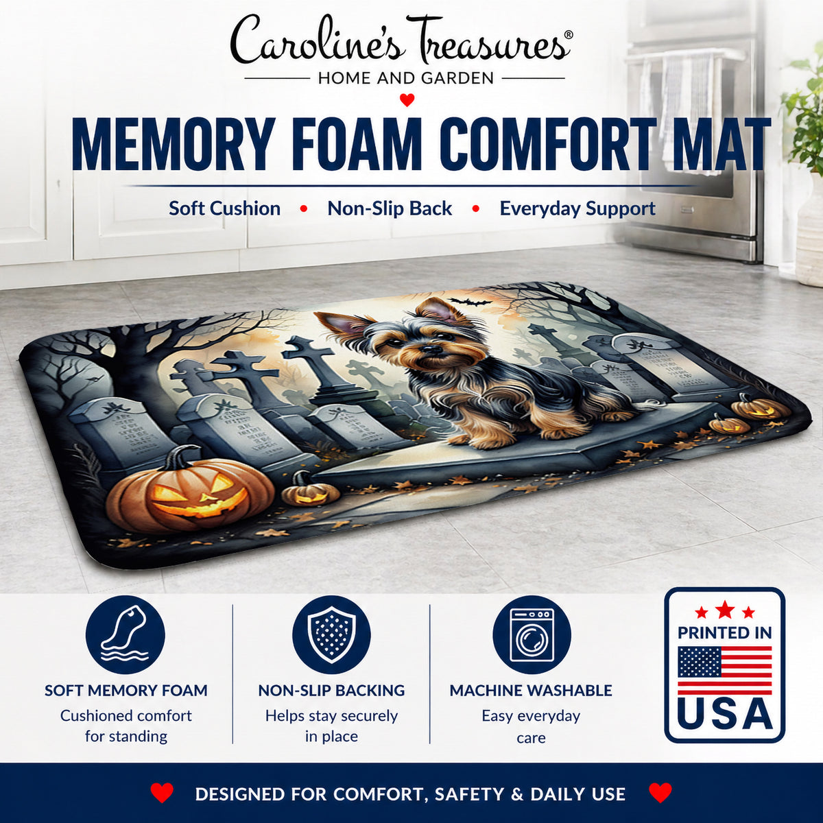 Caroline's Treasures Yorkshire Terrier Dogs Memory Foam Mat 19x27