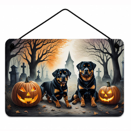 Caroline's Treasures DAC2062DS812 Rottweiler Spooky Halloween Wall or Door Hanging Prints Aluminum Metal Sign Kitchen Wall Bar Bathroom Plaque Home Decor, 8x12, Multicolor