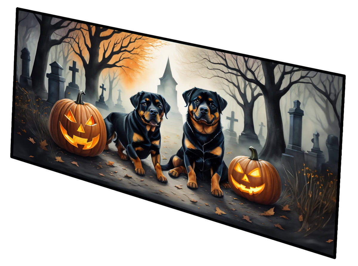 Caroline's Treasures Rottweiler Spooky Halloween Runner Mat 28x58 Front Door Mat Indoor Outdoor Rugs for Entryway Hallway Foyer Non Slip Washable Wide Doormat